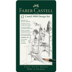 FABER CASTELL OŁÓWKI 9000 DESIGN 5B-5H ZESTAW W METALOWYM PIÓRNIKU