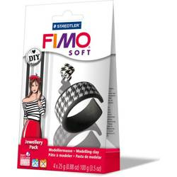 FIMO Soft zestaw 4x25 g + akcesoria CZARNO-BIAŁY