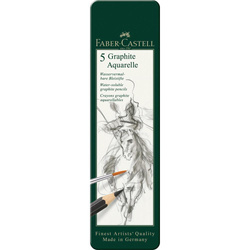 FABER CASTELL OŁÓWKI GRAPHITE AQUARELLE 5 SZT. OPAKOWANIE METALOWE