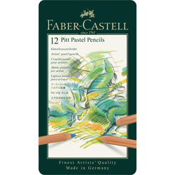 FABER-CASTELL PITT KREDKI PASTELOWE 12 KOL. METALOWY PIÓRNIK