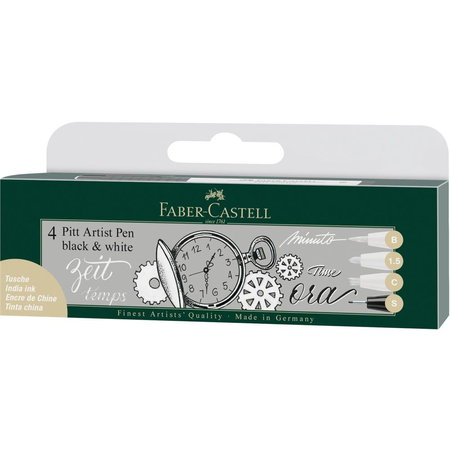 FABER CASTELL CIENKOPISY PITT BLACK & WHITE 4SZT