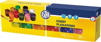 ASTRA farby plakatowe - komplet 12 kolorów w poj. po 20 ml.