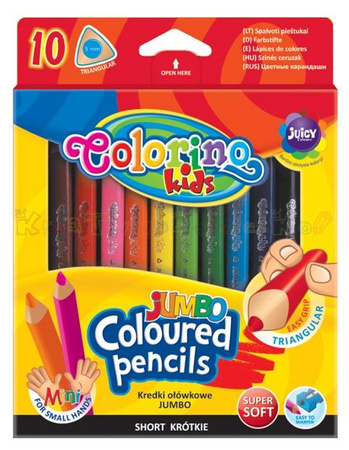 COLORINO - Kredki ołówkowe trójkątne Jumbo Mini 10 kolorów