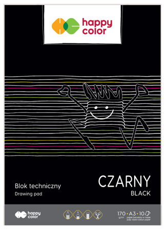 HAPPY COLOR BLOK TECHNICZNY A3 170g CZARNY